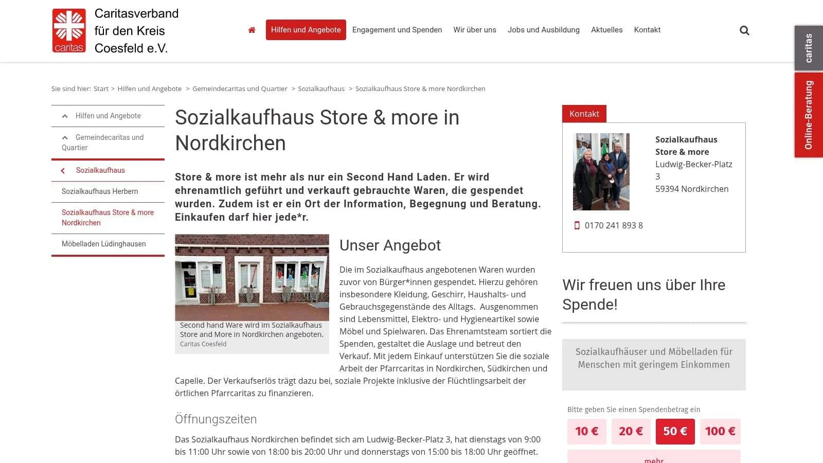 Möbelladen der Coesfelder Pfarrgemeinden (Coesfeld‑Lette)