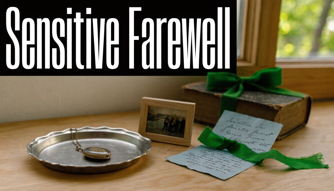 Ein antikes Medaillon, ein Familienfoto, ein altes Buch und ein handgeschriebener Brief auf einem Holztisch arrangiert.