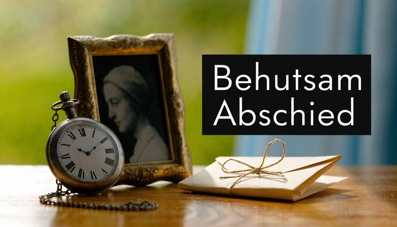 Ein antikes Foto in einem Goldrahmen mit einer Taschenuhr und einem Brief auf einem Holztisch.