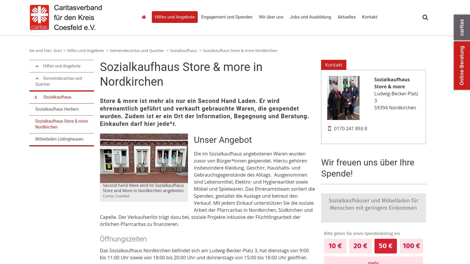 Möbelladen der Coesfelder Pfarrgemeinden (Coesfeld‑Lette)